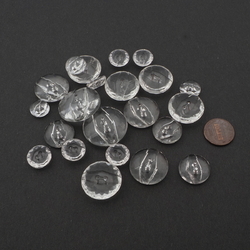 Set of 4 Vintage 3/4" Crystal  Starburst Glass Buttons~PreWWII ~ 1920 