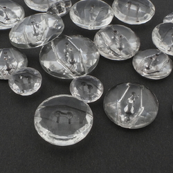 Lot (22) Vintage Czech crystal clear glass buttons