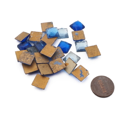 Lot (26) Czech vintage blue square flat back rhinestones 11mm