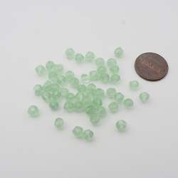 Lot (50) Vintage Czech pale green English cut glass beads 5mm 