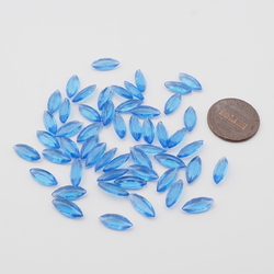 Lot (50) Czech vintage oval faceted blue glass rhinestones 11x5mm
