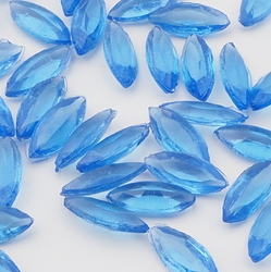 Lot (50) Czech vintage oval faceted blue glass rhinestones 11x5mm