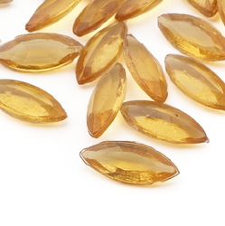 Lot (50) Czech vintage oval faceted topaz glass rhinestones 11x5mm