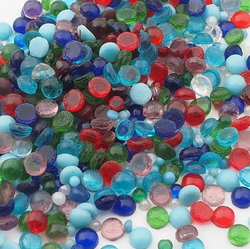 Lot (350) Czech vintage assorted round micro glass cabochons 3.5mm