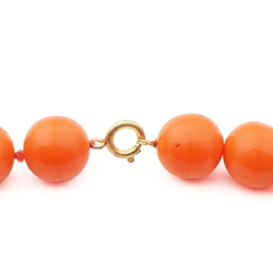 Vintage Czech necklace hand molded large orange glass beads 17"