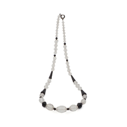 Vintage Czech necklace faceted clear cone bicone black glass beads