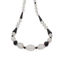 Vintage Czech necklace faceted clear cone bicone black glass beads