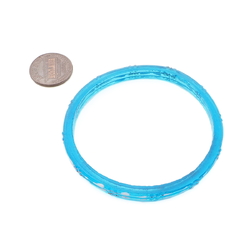 Antique Czech blue glass bangle hoop earring gold gilt hand painted