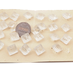 Card (23) Vintage Czech Art Deco 1920's clear square faceted glass buttons 10mm