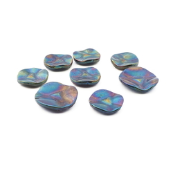 Lot (8) Vintage Czech iridescent shankless glass buttons 