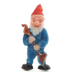 Vintage Art Deco hand painted gnome celluloid pin brooch 