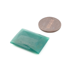 Large antique Czech hand faceted chrysoprase green rectangle glass rhinestone 24x17mm