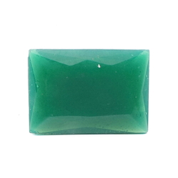 Large antique Czech hand faceted chrysoprase green rectangle glass rhinestone 24x17mm