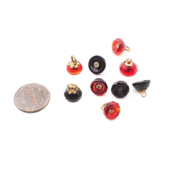 Lot (9) antique Czech round faceted red rosarian pin shank glass buttons 