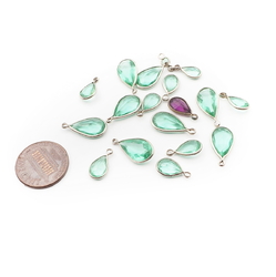 Lot (17) vintage Czech rhinestone teardrop pendant earring beads