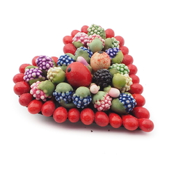 Vintage Art Deco Czech glass paste bead fruits and berries heart pin brooch