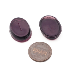 Lot (2) Czech purple oval lozenge glass cabochons 25x18mm