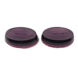 Lot (2) Czech purple oval lozenge glass cabochons 25x18mm