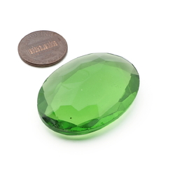 Large Czech vintage oval faceted light green glass rhinestone 40x30mm