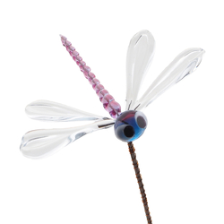 Czech lampwork 10" Bicolor glass bead dragonfly stem ornament