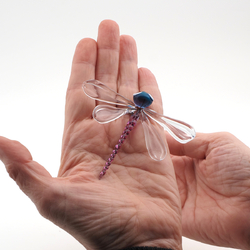 Czech lampwork uranium geen glass bead dragonfly stem ornament - kopie