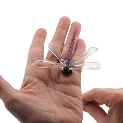 Czech lampwork 10" Bicolor glass bead dragonfly stem ornament - kopie
