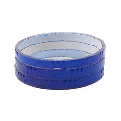Lot (3) Antique 19th century Czech blue bicolor glass bangles rings hoops