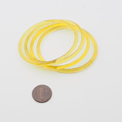 Lot (4) antique Czech golden yellow glass bangles hoop earring loops 68mm
