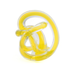 Czech yellow bicolor glass knot paperweight sculpture ornament 