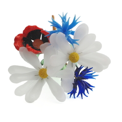 Czech lampwork glass bead wild meadow flowers stem ornament