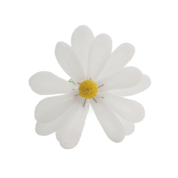 Czech lampwork glass bead white daisy flower stem ornament