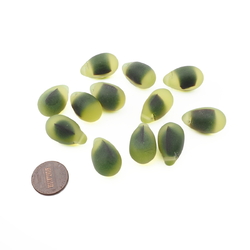 Lot (12) Vintage Czech frost bicolor uranium green glass grape Chandelier fruit lamp prism beads 24mm