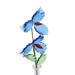 Czech lampwork glass bead mini blue flower stem vase decoration ornament