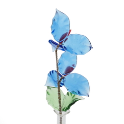 Czech lampwork glass bead mini blue flower stem vase decoration ornament