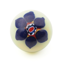 Vintage Czech blue millefiori flower lampwork uranium glass bead 20mm