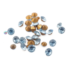 Lot (29) Czech vintage foiled blue glass rhinestones 