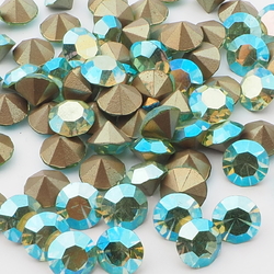 Lot (85) Czech vintage round faceted foiled AB glass rhinestones 9mm
