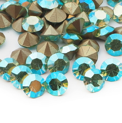 Lot (85) Czech vintage round faceted foiled AB glass rhinestones 9mm