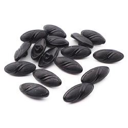 Lot (16) Czech vintage large oval black glass buttons 27mm