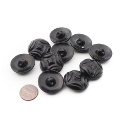 Lot (10) Czech vintage black glass buttons 27mm