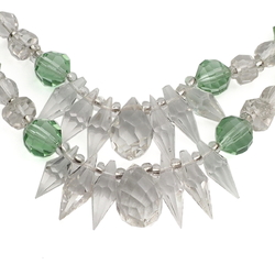 Lot (2) vintage Czech necklaces uranium crystal faceted glass beads