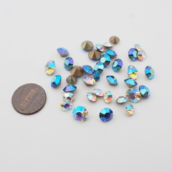 Lot (36) Czech vintage round faceted foiled AB vitrail glass rhinestones