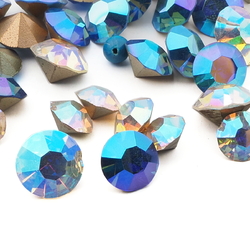 24 pc Lot 10x7mm Amethyst Diamond Shape Vintage Glass Rhinestones Czech