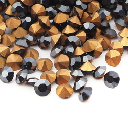 Lot (500) Vintage Czech hematite round glass rhinestones 5mm