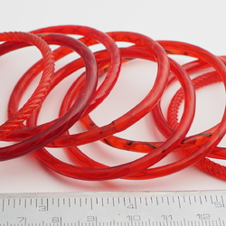 Lot (13) antique Czech red filigree spiral lampwork glass bangles hoops