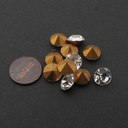 Lot (11) Vintage crystal clear round glass rhinestones 10mm