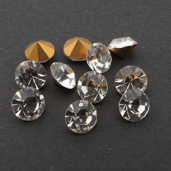 Lot (11) Vintage crystal clear round glass rhinestones 10mm