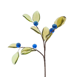 Czech lampwork glass bead blueberry flower stem ornament