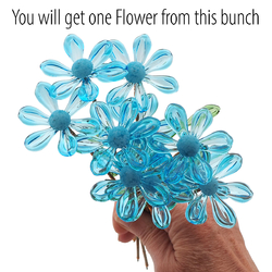 X Large lampwork 11" Art Glass blue Daisy stem ornament