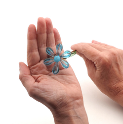 X Large lampwork 11" Art Glass blue Daisy stem ornament
